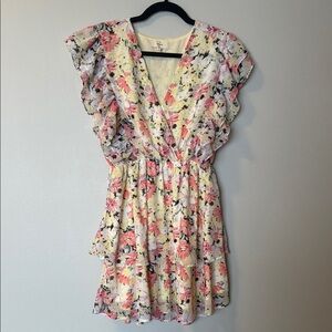 Entro Yellow and Peach Floral Dress